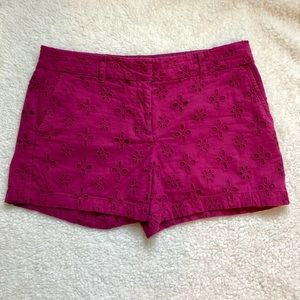 Loft magenta floral eyelet shorts